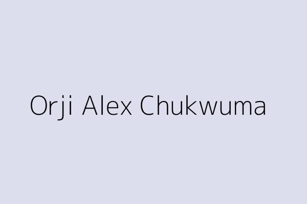 Orji Alex Chukwuma